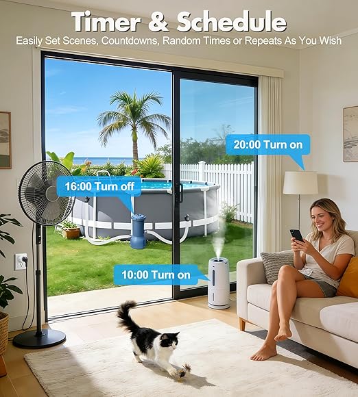 KimFilter Mini Smart Plug, WiFi Socket Works with 2.4GHz Network Only, App Controlled Outlet with Timer & Group Controller for Home, FCC Certified Smart Life Plugs Supports Alexa & Google Home