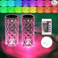 BGFHome Crystal Table Lamp RGB Color Changing Night Lights (2 Pack) Crystal Rose Diamond Touch Lamp for Bedroom Living Room Decor (Remote & Touch Control)