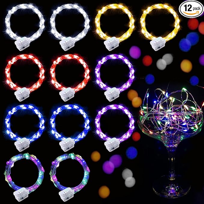Aogist 24 Pack Fairy Lights 3 Modes 7ft 20 LED Waterproof,Battery Operated Silver Wire Firefly Starry Moon Mini String Lights for Mason Jars Christmas DIY Crafts Wedding Party Bedroom,6-Colors