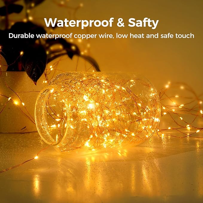 4 Pack 32. 8 ft. USB Powered Fairy Lights with Remote & Timer, 100 LED USB Twinkle String Lights - Silver Wire, 8 Modes, Waterproof, Warm White Starry Lights for Party, Wedding, Christmas