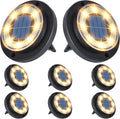 Flacchi Solar Lights Outdoor Waterproof - 2-in-1 Solar Powered Ground Lights Outdoor Solar Disk Light Landscape Light for Deck Step Patio Yard Pathway Walkway Driveway Garden (Warm White, 8 Pack)