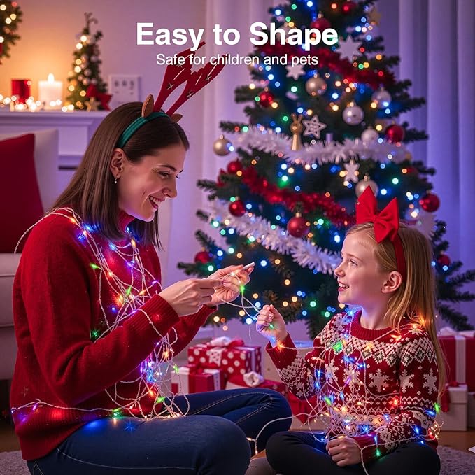 Color Changing Fairy String Lights, 33ft 100 LED Outdoor String Lights, Mini Battery Powered Copper Wire Starry Fairy Lights for Bedroom, Christmas, Parties, Wedding, Centerpiece, Decoration