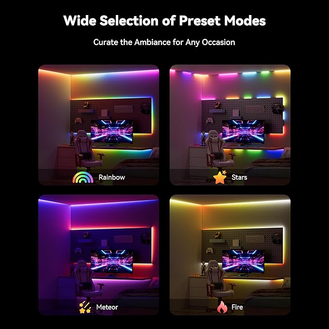 PAUTIX COB LED Strip Lights Pro, UL-Listed RGB Smart IC Chasing Color Addressable COB LED Tape Light, Music Sync Flexible RGB LED Lights, Smart Strip Light, for Party, Bedroom, Color Changing, 6.56ft