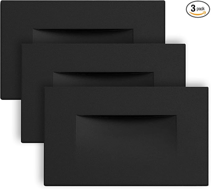 Ciata LED Stair Lights Indoor, Step Lights Outdoor Light 3 Watt, Warm White Stairway Lighting for Outdoor and Indoor Stairs 3000K Concrete, Home Theater Lighting, Black Finish, Horizontal, 3 Pack