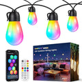 woohaha Outdoor String Lights,45FT Smart RGB+IC+Warm White Outdoor Patio Lights with 19 Dimmable LED Bulbs, IP65 Color Changing Light with APP Control&2.4G Remote,for Outside Backyard Decor
