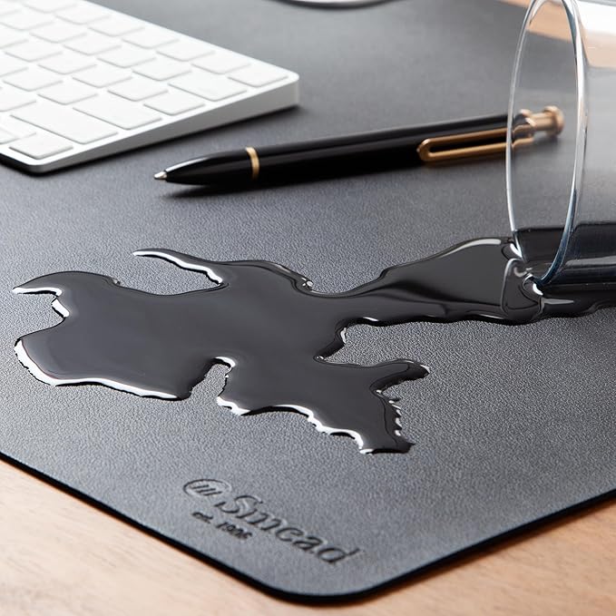 Smead Desk Pad, Vegan Leather Desk Mat with Non-Slip Faux Suede Backing, Perfect Desk Organizer for Office Decor, 36” x 17” Large, Charcoal (64828)