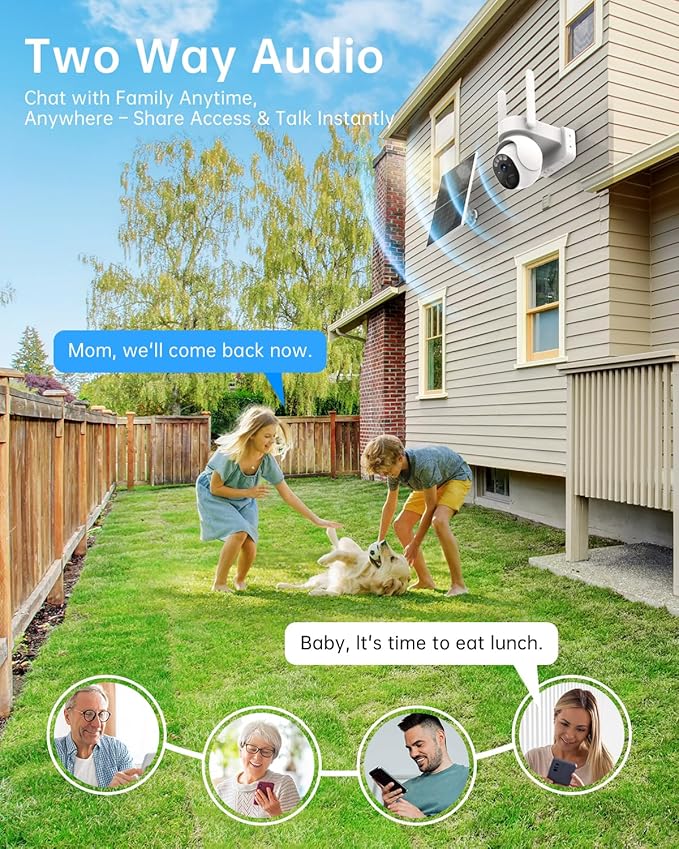 Solar Security Cameras Wireless Outdoor 2Packs -2K WiFi Cameras for Home Security with Solar/Battery Powered,360° PTZ Outdoor Camera, Wireless Outdoor Camera
