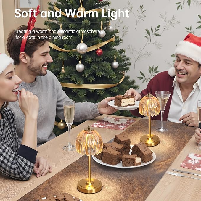 Tulip Table Lamp with 5000mAh Battery & Touch Control, Cordless Table Lamp with 3 Colors, Dimmable Rechargeable Table Lamps for Bedroom, Nightstands, Living Room, Entryways (Amber Tulip)