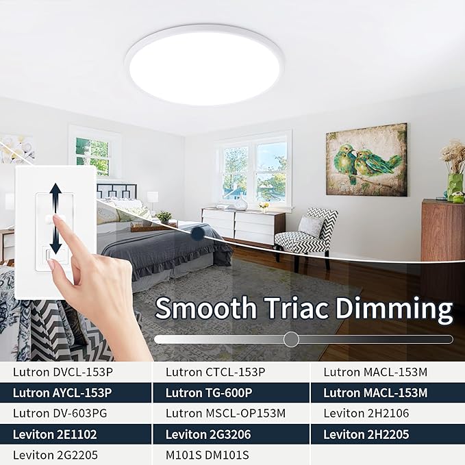 MOONSEA 16 Inch Flush Mount Ceiling Light Fixture 28W - Dimmable 3000K/4500K/6000K Selectable Kitchen Light Fixtures 2800lm, Round Lights Fixture Ceiling Mount for Bathroom, Hallway, Bedroom, White