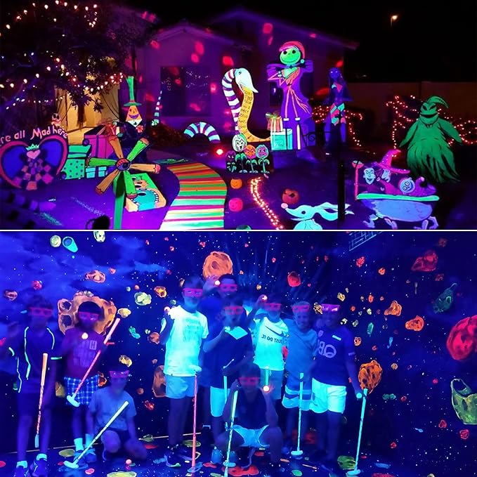 OMIKA 40ft LED UV Black Light, 120 Units 2835 LED UV Lamp Beads 8 Modes Flexible Blacklight Fixtures Fairy String Lights with Remote for Fluorescent Party Stage Lighting Body Paint Halloween Decor