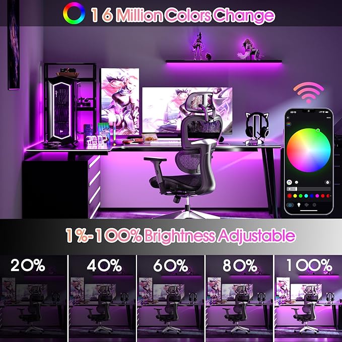 INDARUN 24V RGB COB Led Strip Light 32.8FT/10M, 5760Leds,10mm Width, Flexible Led Tape Light, Smart Led Strip Light Color Changing, Music Sync, Led Strip Lights for Room Decor, TV Backlights