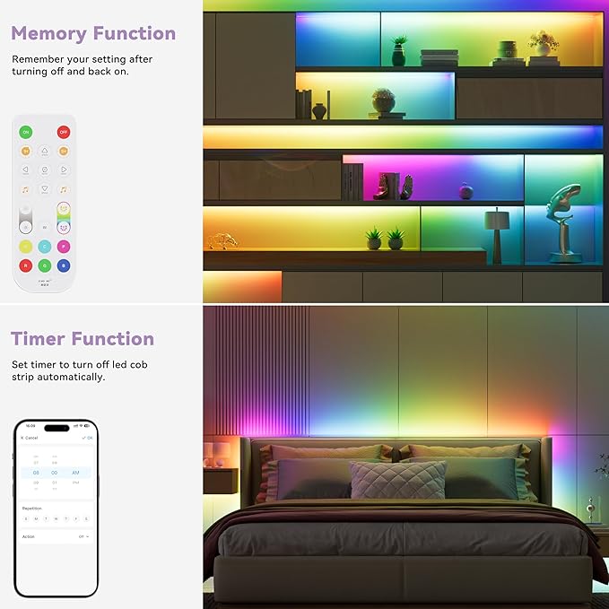 MIWISE Smart LED Controller with APP & RF Remote, Music Sync, Compatible with Alexa/Google, for 5V-24V WS2811 WS2812 SM16703 Addressable Dream Color LED Strip Light