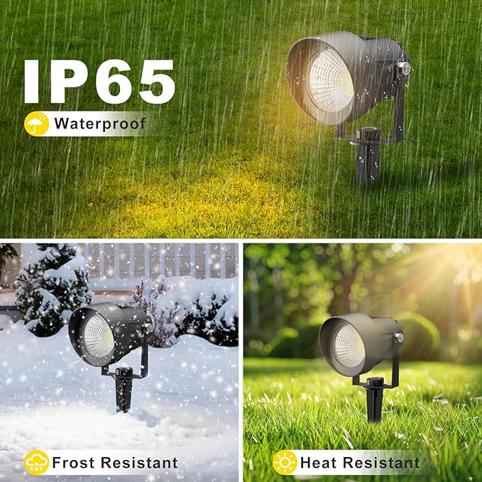 Landscape Spot Lights Outdoor, Dusk to Dawn Outdoor Lighting with IP65 Waterproof, Auto On/Off 3000K Warm White Plug in Spotlight for Yard Tree Wall Pathway Flag Pole House, 4 Pack