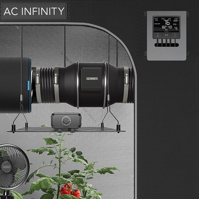 AC Infinity CLOUDLINE PRO T12, Quiet 12” Inline Duct Fan with Temperature Humidity VPD Controller, WiFi Integrated App Control - Ventilation Exhaust Fan for Heating Cooling, Grow Tents, Hydroponics