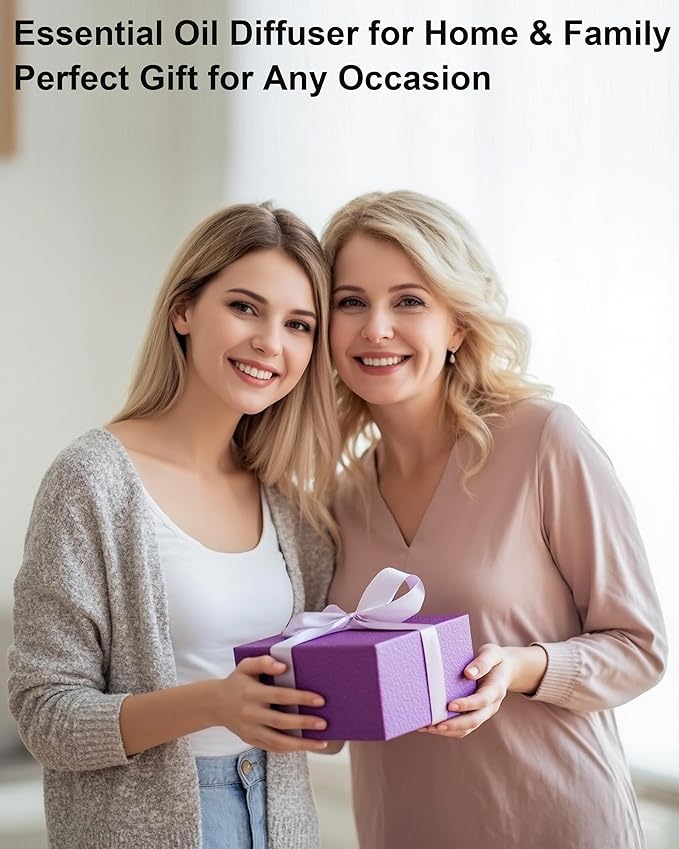 Essential Oil Diffuser, Humidifiers For Bedroom, 250ml Cool Mist Rain Diffuser, 7 Colors LED Ambient Light & Auto Shut-Off When Water Runs Out, for Office, Study Room, Yoga, Relaxation & Home