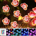 Mudder 16 Colors Cherry Blossom Decor Flower String Lights, Fairy Pink Light String with Timer 13 ft 40 LEDs USB Battery Operated Fairy Lights for Bedroom Indoor Outdoor Wedding Valentines Day(1 Pcs)