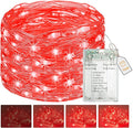 btfarm Valentines Day Fairy Lights Battery Operated with Timer, 16.4 FT 50 LED Silver Wire Twinkle String Lights 8 Modes Dimmable Waterproof for Indoor Home Party Christmas Bedroom Wedding, Red