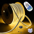 DELight AC 110-120V Waterproof IP65 Retro 2700K Warm White 150ft Ceiling Neon Rope Lights with Remote Control Dimmable Cuttable Flexible LED Strip Lights Outdoor Patio Lawn Roof DEL-D150W