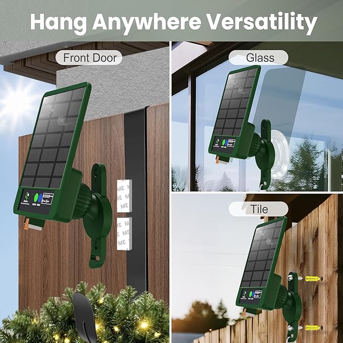 Solar Panel for Christmas Wreaths, Compatible with Battery/USB-Powered Wreath Lights, Features with Intelligent Dusk-to-Dawn Automation and 8 Lighting Modes