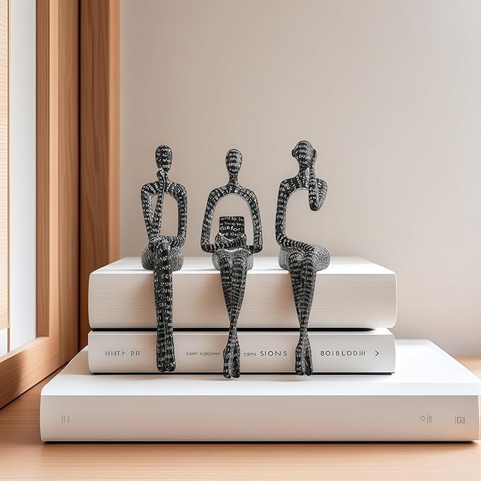 XINXUAN Letter - Black Statue Home Decor - Modern Bookshelf & Desk Decor - 3 Piece Set