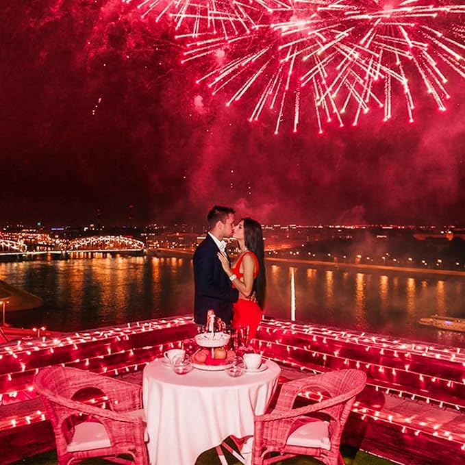 String Lights Indoor Bedroom, 33FT 100 LED Fairy String Lights Outdoor Waterproof, 8 Modes Memory Twinkle Christmas Light Plug in for Classroom Dorm Patio Tree Garden Decor (Red)