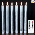 Wondise Flameless Taper Candles with Remote & Timer, 9 Inch Real Wax Silver Battery Operated LED Flickering Candles for Christmas Thanksgiving Decorations