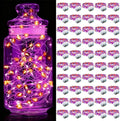 Aogist 50 Pack Fairy Lights 3 Modes 7ft 20 LED Waterproof,Battery Operated Silver Wire Firefly Starry Moon Mini String Lights for Mason Jars Christmas DIY Crafts Wedding Party Bedroom,Orange&Purple