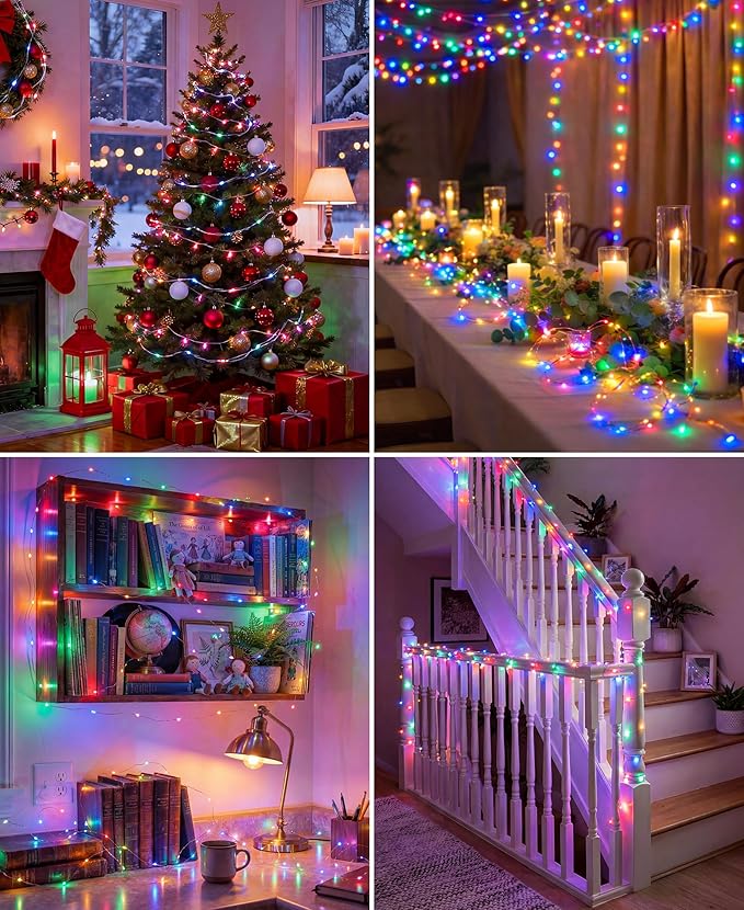 Plug-in Fairy Lights, 66 Ft 200 LED String Light with Remote, 8 Modes, Timer and Dimming Twinkle Lights for Indoor, Bedroom, Party, Decoration, Holiday, Multi-Colored