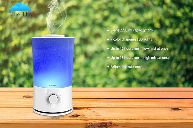 BlueHills Premium Set of Two Large 2000 ML and 2200 ML XL Essential Oil Diffusers Humidifier Combo for Large Room Home with Décor LED Lights Great Gift – Value Pack of White.