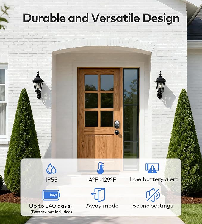 TEEHO TE012W-K WiFi Smart Keyless Entry Door Lock with Handle, Fingerprint Door Knob & Digital Keypad, APP Remote Control, Works with Alexa & Google, Electronic Deadbolt for Front Door, Matte Black