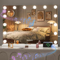 Hasipu Hollywood Vanity Mirror with Lights and Bluetooth Speaker, 29" x 20" Makeup Mirror with 14 Dimmable LED Bulbs 3 Color Modes, 5X Magnifying Glass, Touch Control, USB and Type-C, Tempered Glass