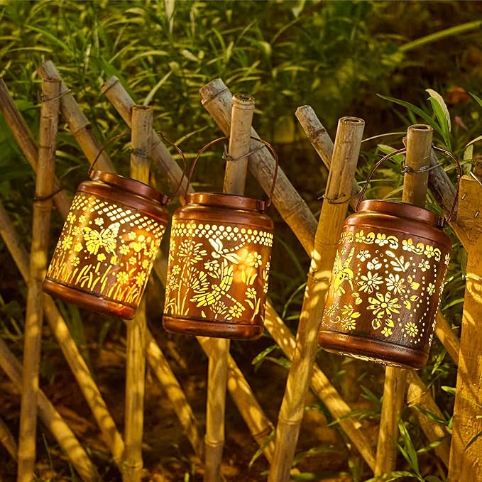 Butterfly Solar Lanterns Outdoor Waterproof - Metal Garden Decor Hanging Solar Lights Butterfly Decorations for Patio Yard Lawn Porch Pathway,Unique Gifts for Women Mom Grandma