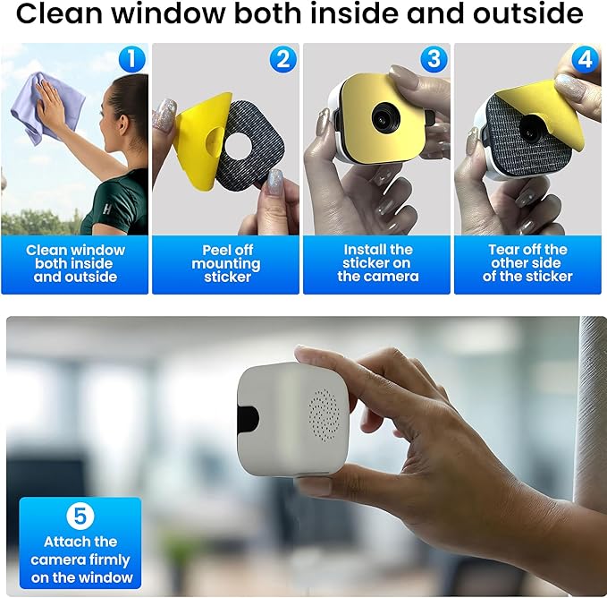 2K Window Camera with 32GB Memory Card, 5GHz & 2.4GHz WiFi Indoor Cameras for Home Security with AI Starlight Color Night Vision, AI Person & Motion Detection, Easy & Quick Install, 24/7 Recording