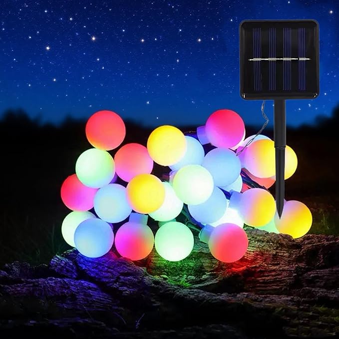 Solar String Lights Outdoor Waterproof, 30 LED 9.8Ft Total, Solar Powered Globe Patio Lights with 8 Lighting Modes for Garden Yard Porch Wedding Party Decor (Multicolor)