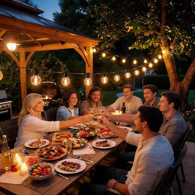 RTTY Outdoor String Lights 50 FT, Patio Light for Outside, Waterproof G40 Shatterproof LED Bulbs, Dimmable Hanging Connectable Globe Lighting for Backyard, Porch, Bistro, Balcony, Deck, Warm White
