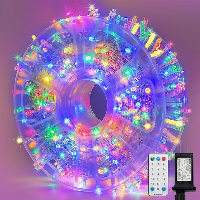 LAMPHOME Color Changing String Lights Plug in, 165Ft 500LED Warm White & Multicolor, Christmas & Easter String Lights Indoor Outdoor Waterproof, LED Tree Lights for Xmas Holiday Party Home Decor