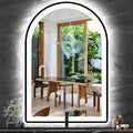 38 x 26 Inch Black LED Arch Mirror with Lights Black Frame Arched LED Vanity Mirror for Bathroom Wall Makeup Desk Black Framed Arch Lighted Mirror 3Color AntiFog 38" Arch Smart Light up Mirror