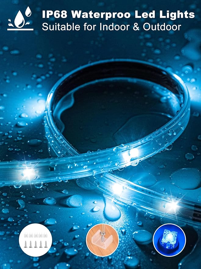 Outdoor Led Strip Lights Waterproof 400ft, Ip68 Outside Led Light Strip Waterproof with Remote and App Control, Exterior Music Syne RGB Led Rope Lights for Bathroom, Party Home Decor (2*200ft)