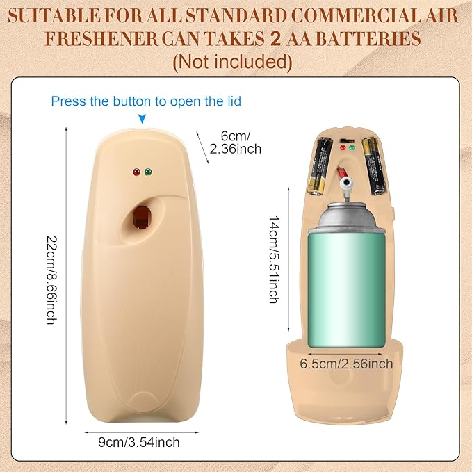 Maxcheck Automatic Air Freshener Spray Dispenser Wall Mounted Automatic Spray Dispenser Air Freshener for Bathroom Battery Operated Free Standing for Commercial Place and Room(Light Khaki)