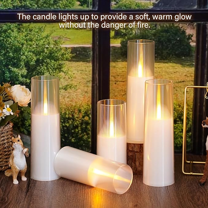 Flameless Candles with Remote Timer, Realistic Flickering Battery Operated Candles, Pillar LED Candles Set of 9 for Home Decor (White)