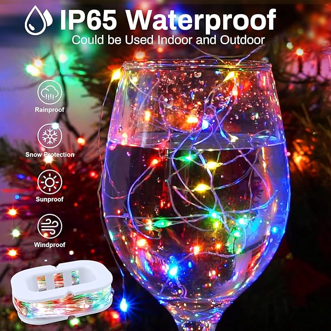 50LED Fairy Lights USB & Battery Powered 2Pack, 16FT Mutilcolor Fairy String Light with 8 Mode & Timer, Cuttable Copper Wire Waterproof Twinkle Light Indoor Outdoor for Bedroom Wedding Christmas Decor