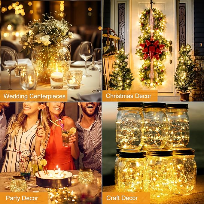 btfarm 20 Pack Fairy Lights Battery Operated, 3 Modes 7ft 20 Led Twinkle Lights, Mini Bulk String Lights Waterproof Silver Wire for Mason Jars Christmas Wedding Vases Centerpiece Decor, Warm White