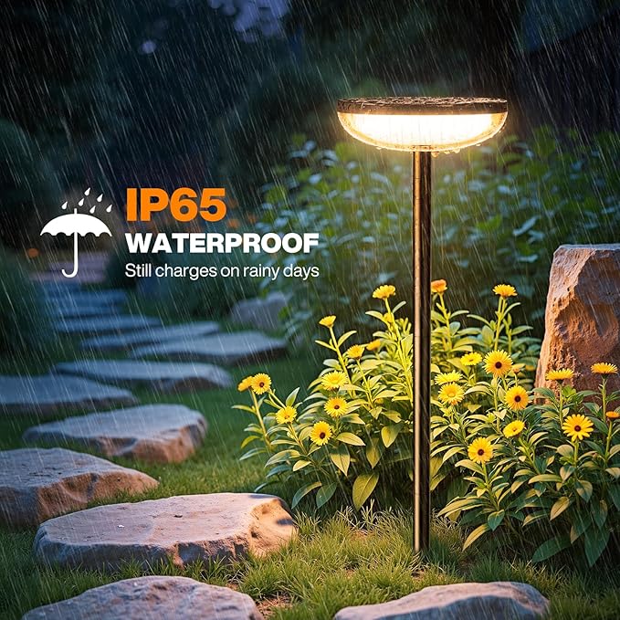 Solar Pathway Lights Outdoor, 6 Pack Tall Solar Garden Lights Waterproof for Yard Flower Bed Patio Path Walkway Driveway Outside Decor Landscape Lighting