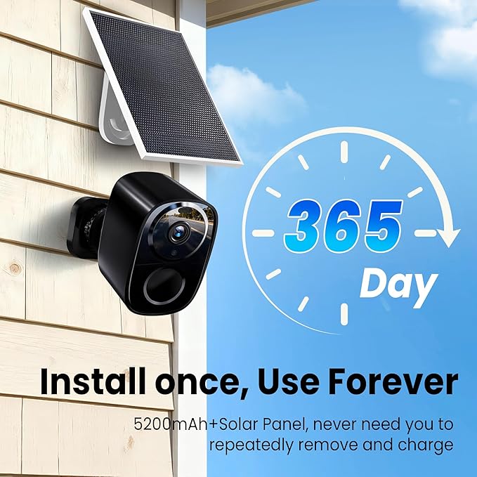 2026 Upgraded 2K Wireless Outdoor Security Cameras with Solar Panels, Free Cloud Storage, AI Motion Detection, Spotlight & Siren Alarm, 2-Way Talk, IP66 Waterproof