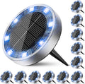 Peasur Solar Ground Lights Outdoor, 12 Pack Flat Solar Powered Disc Lights, IP68 Waterproof, Anti-Rust, Landscape Lighting for Pathway Garden Yard Lawn Walkway Landscape Driveway, Blue