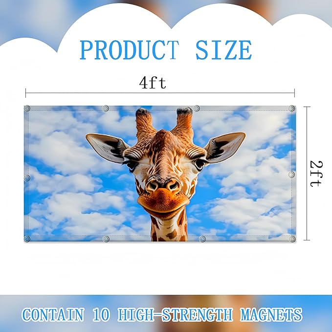 Fluorescent Light Covers for Ceiling Lights -Magnetic Cloud Cover for Fluorescent Or LED Fixture 2ft x 4ft Classroom,Home,Office Decoration Filters Overhead Lighting- Giraffe