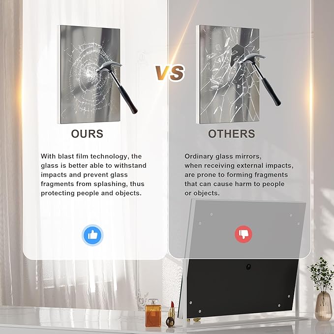 Hasipu Vanity Mirror with Lights, 17.7" x 12.6" LED Makeup Mirror, Light up Mirror with 10X Magnification, Smart Touch 3 Colors Dimmable, 360° Rotation (White)