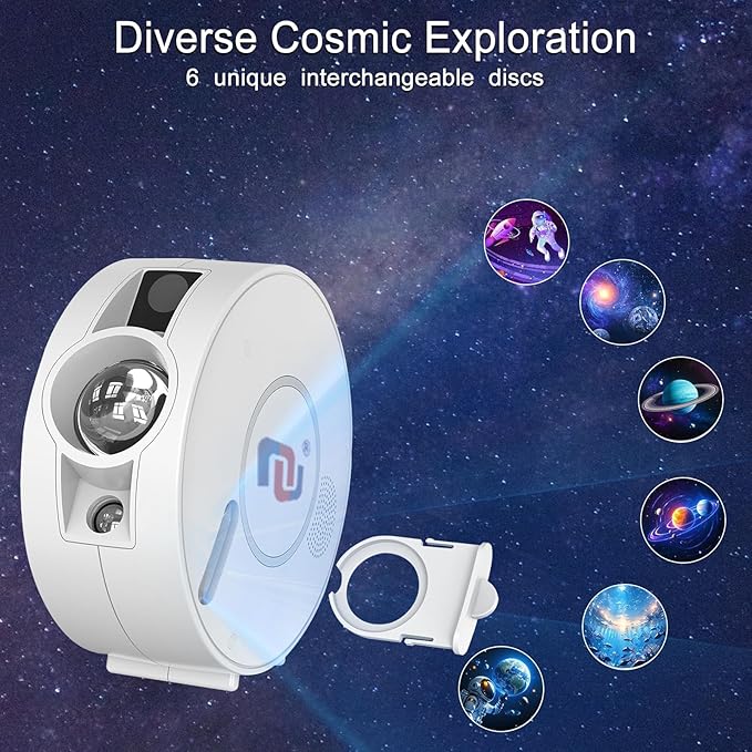 Smart Galaxy Star Projector Night Light - APP Voice Control, Bluetooth Speaker, Rotatable Nebula Lamp with 6 HD Slides, 37 White Noises & Timer, Star Sky Ceiling Light for Bedroom Kids Room Decor