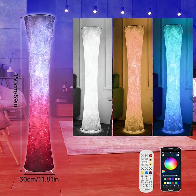 Smart LED Floor Lamp,RGB Color Changing 63" Standing Lamp with Music Sync, Ambient Lighting,APP & Remote & Voice Control, Modern Corner Light for Living Room, Bedroom,Game Room