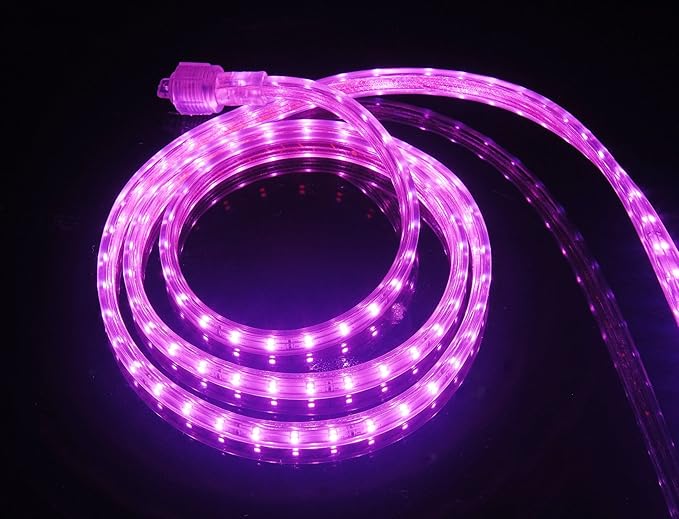 CBconcept UL Listed, 50 Feet, 5500 Lumen, Pink, Dimmable, 110-120V AC Flexible Flat LED Strip Rope Light, 930 Units 3528 SMD LEDs, Indoor Outdoor Use, Accessories Included, Ready to use